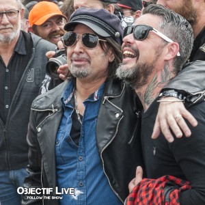 Phil Campbell et Ben Barbaud - inauguration statue Lemmy (Hellfest 2016)